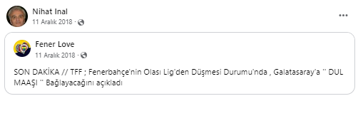 ... Fenerbahçe'nin Olası Lig'den Düşmesi Durumu'nda Galatasaray'a Image
