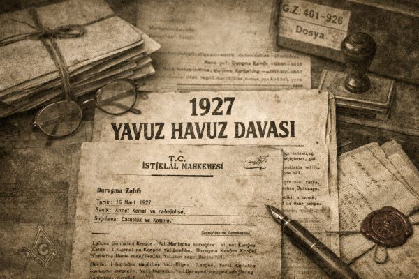 1927 Yavuz Havuz Davası’na ait temsili görsel; erken Cumhuriyet döneminde, masonların da tarafları arasında yer aldığı yargı sürecinin akademik ve tarihsel bağlamını yansıtmaktadır.